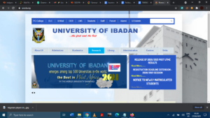 The University of Ibadan website homepage