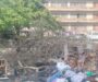 One Week After Sanitation, Collected Waste Lingers at Indy Hall