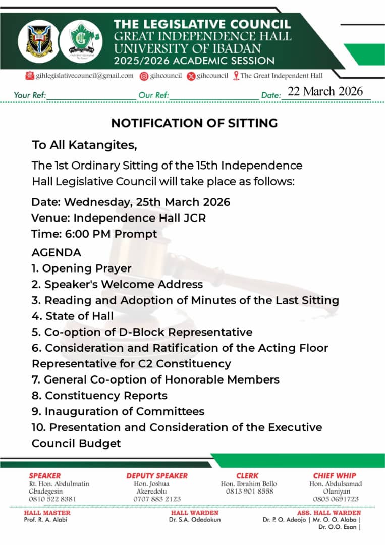 Indy Hall 15th Assembly to Hold First Ordinary Sitting