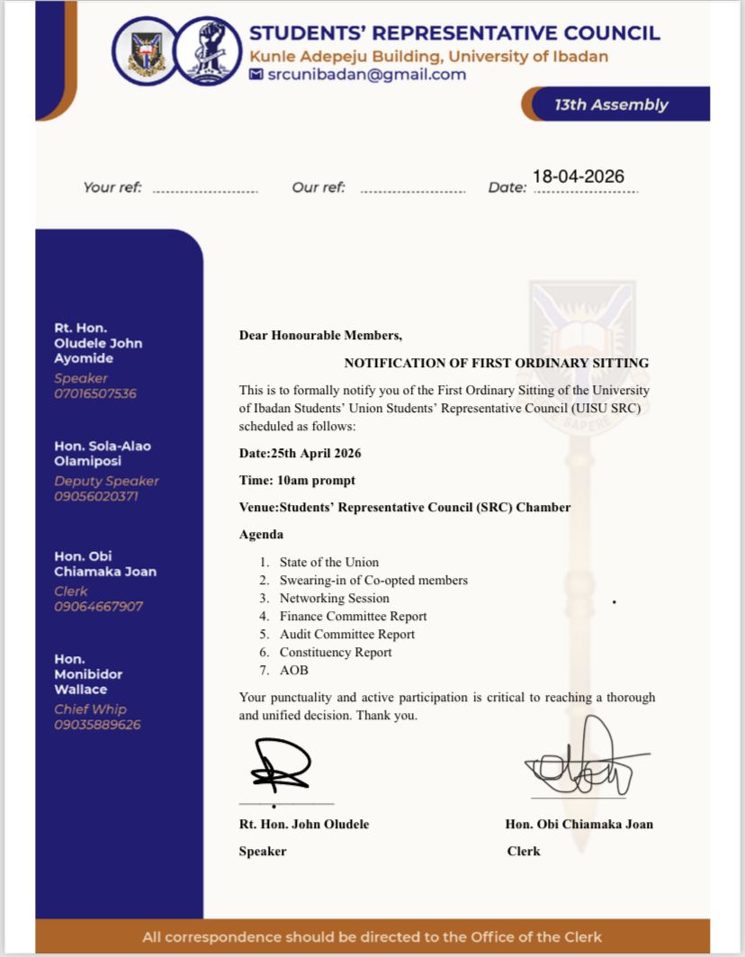 UI SRC 13th Assembly to Hold Plenary Sitting