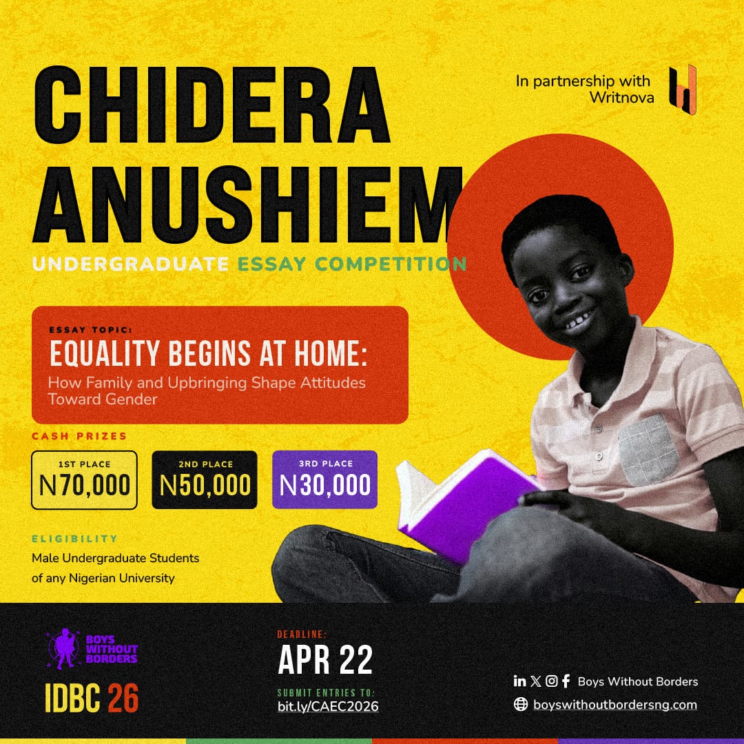 Boys Without Borders Nigeria Announces 2026 Chidera Anushiem Essay Competition for Male Undergraduates